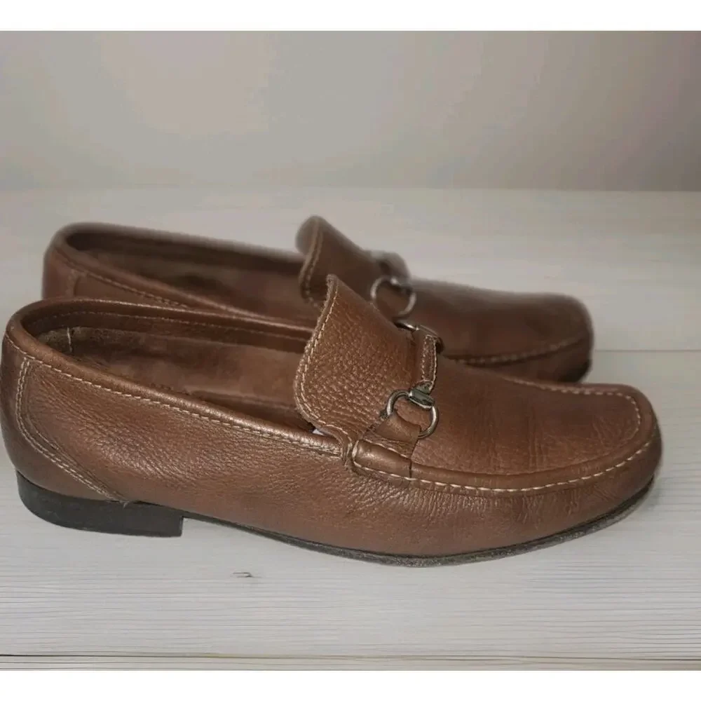 Men's Sandro Moscoloni Sandrino Pebbled Leather Loafers Size 10D Brown Spain